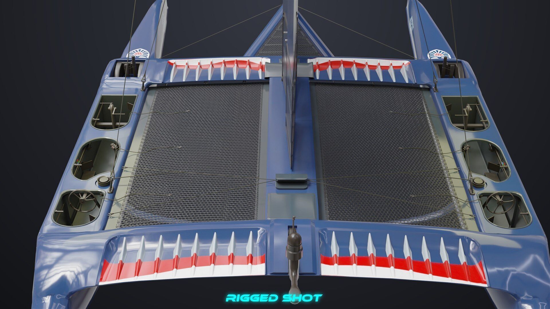 Yacht Sailing Boat 02 Blue All PBR Unity UE Textures Low-poly 3D model_8