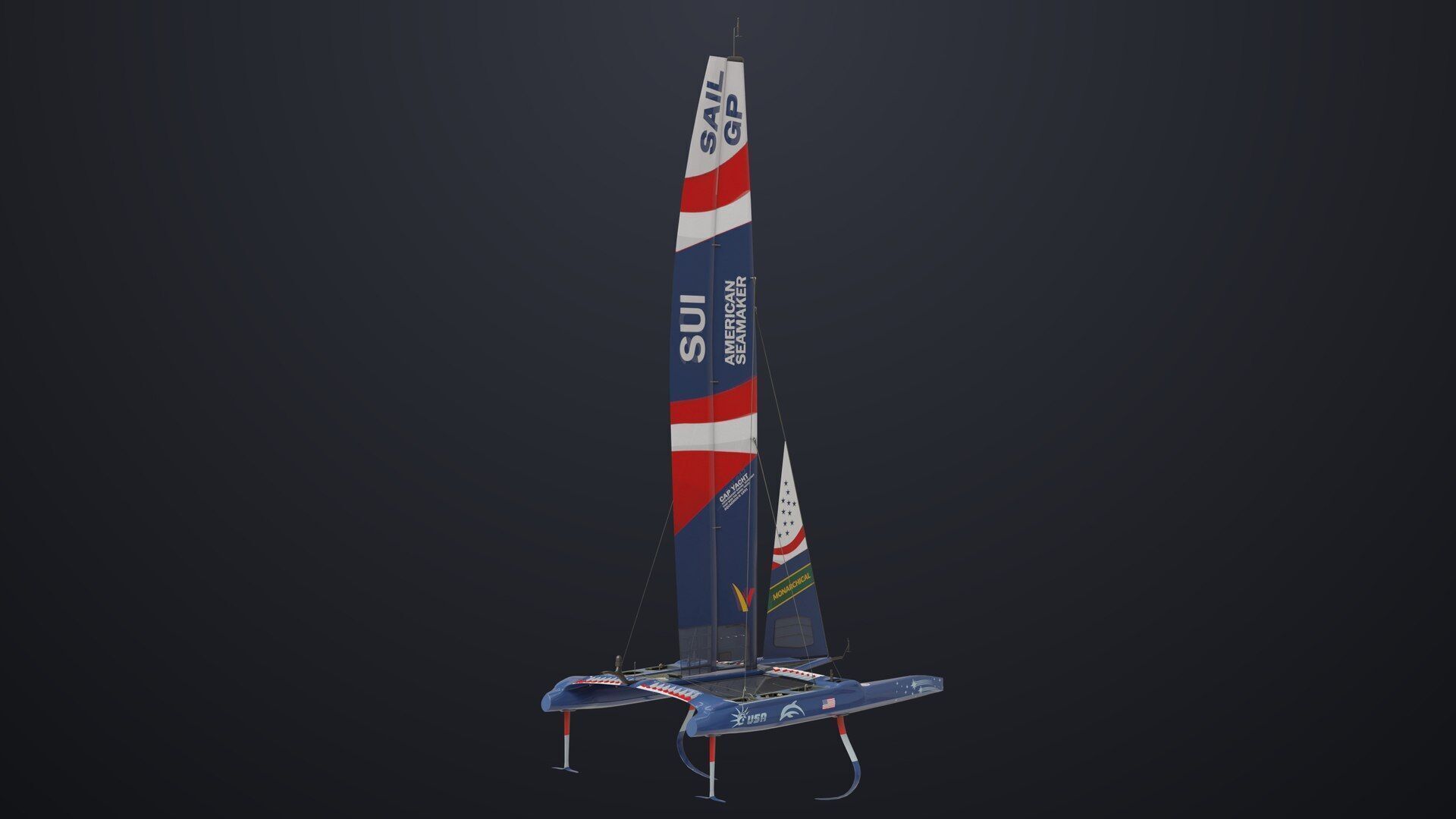 Yacht Sailing Boat 02 Blue All PBR Unity UE Textures Low-poly 3D model_2