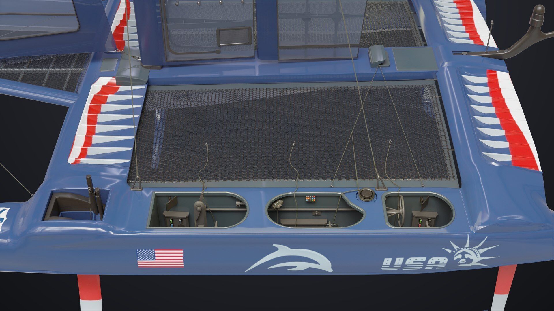 Yacht Sailing Boat 02 Blue All PBR Unity UE Textures Low-poly 3D model_18