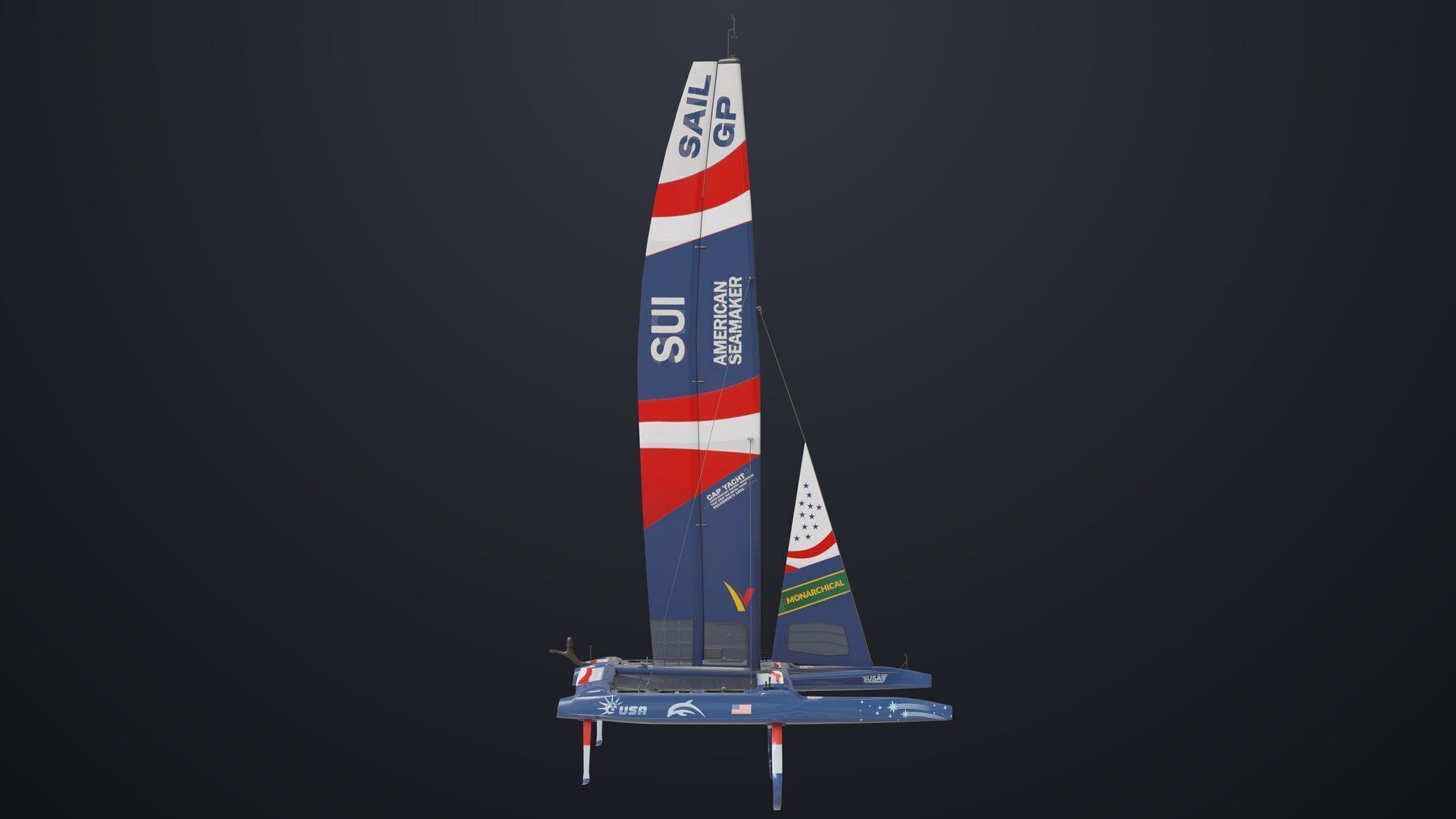Yacht Sailing Boat 02 Blue All PBR Unity UE Textures Low-poly 3D model_1