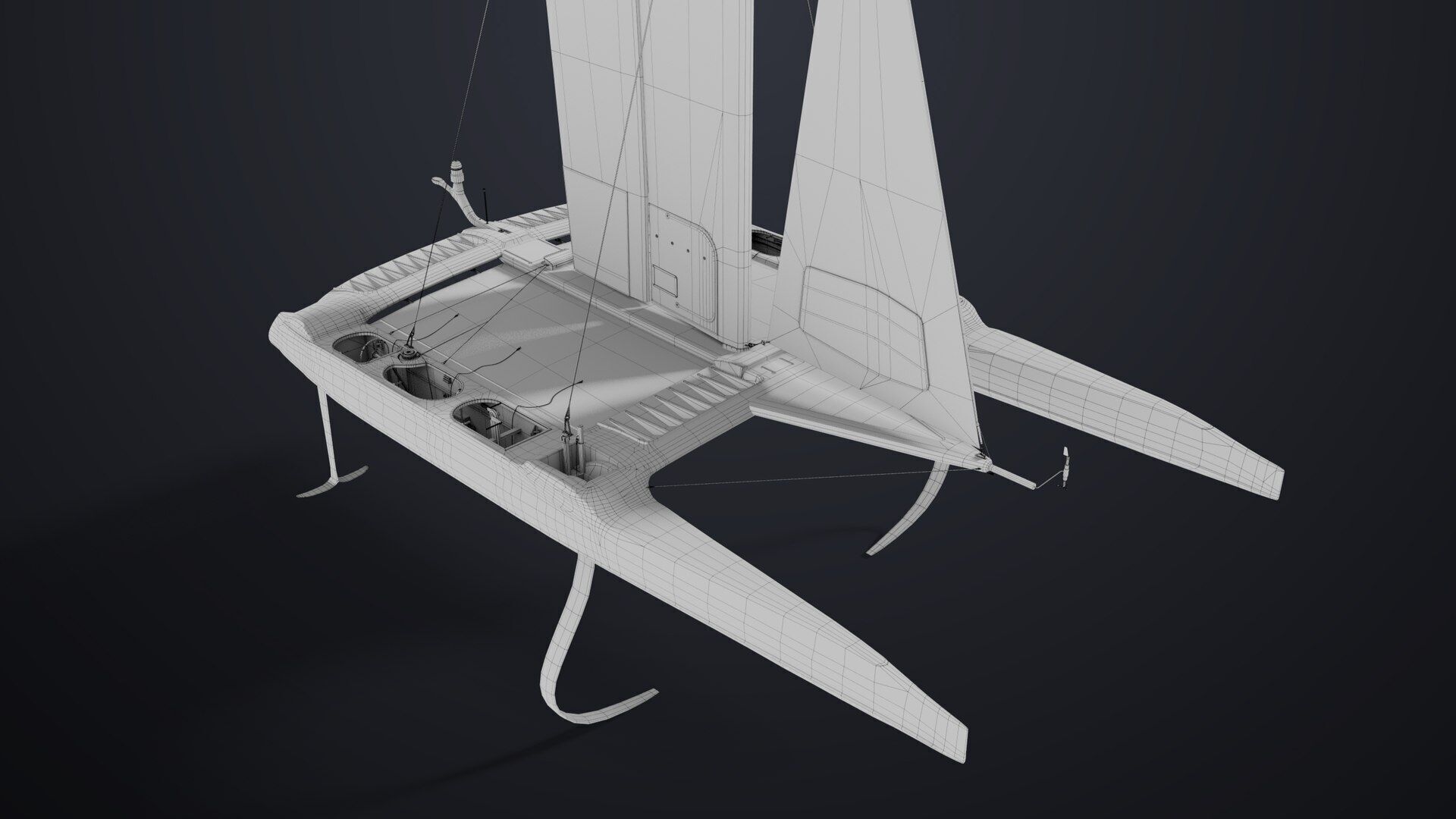 Yacht Sailing Boat 02 Blue All PBR Unity UE Textures Low-poly 3D model_24