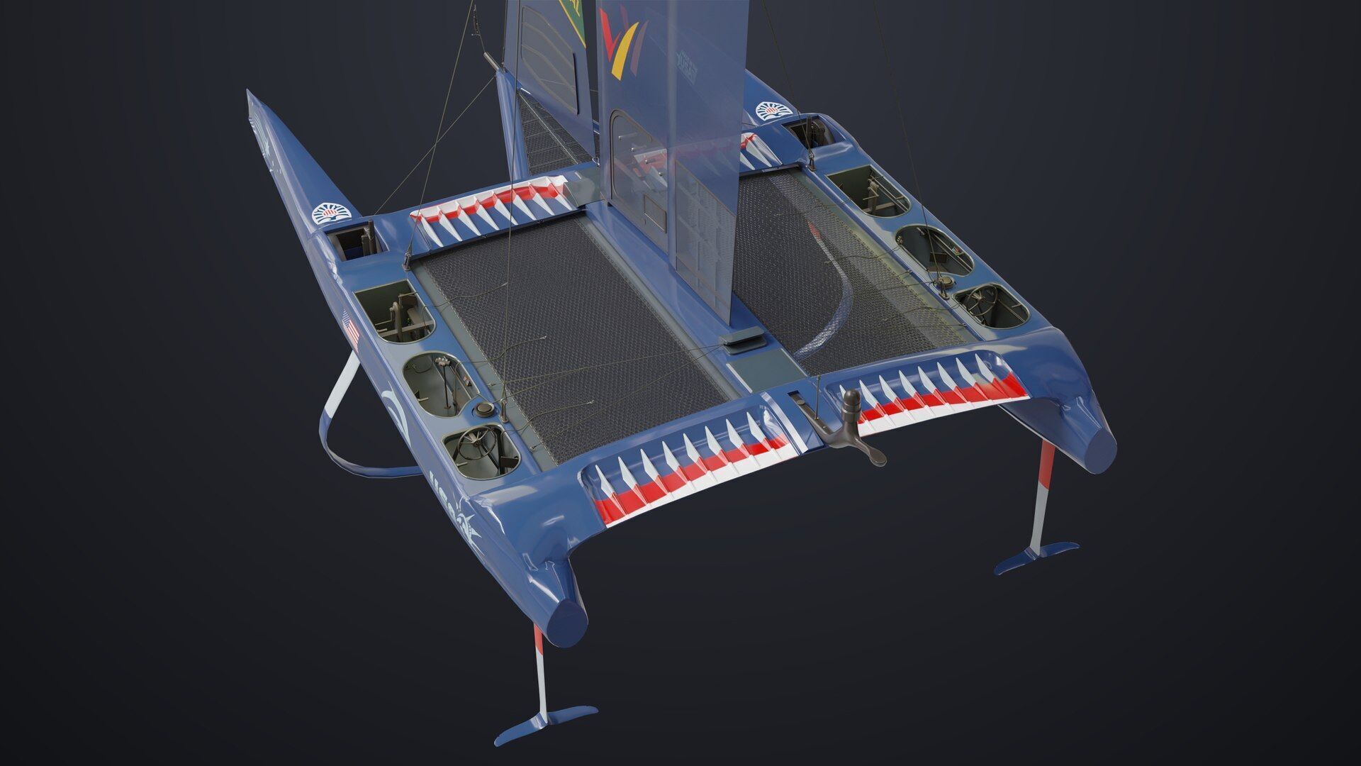 Yacht Sailing Boat 02 Blue All PBR Unity UE Textures Low-poly 3D model_19