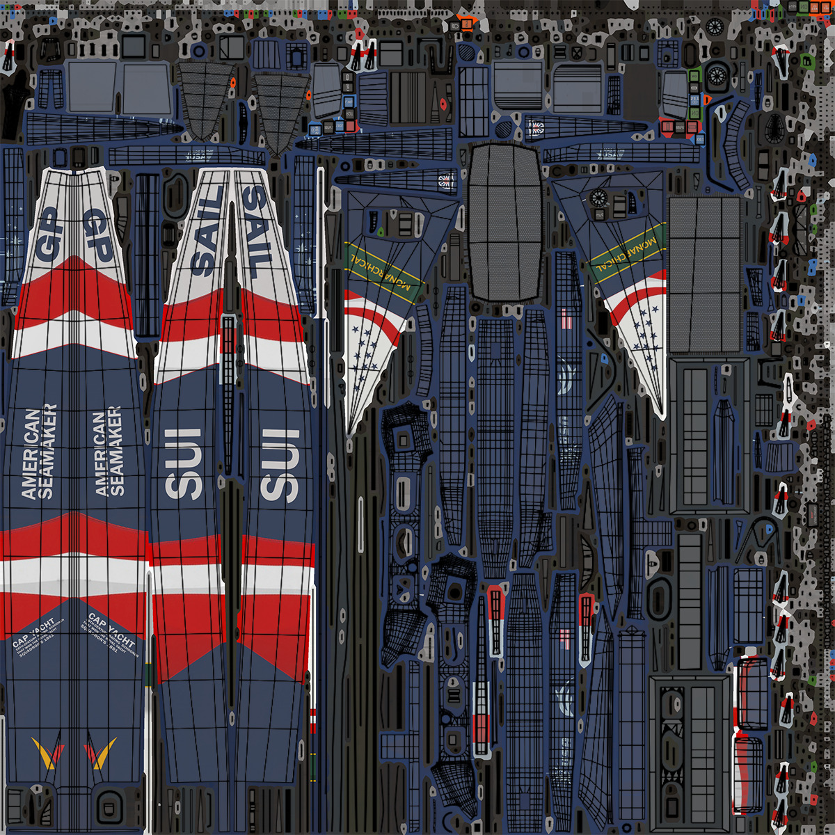 Yacht Sailing Boat 02 Blue All PBR Unity UE Textures Low-poly 3D model_31