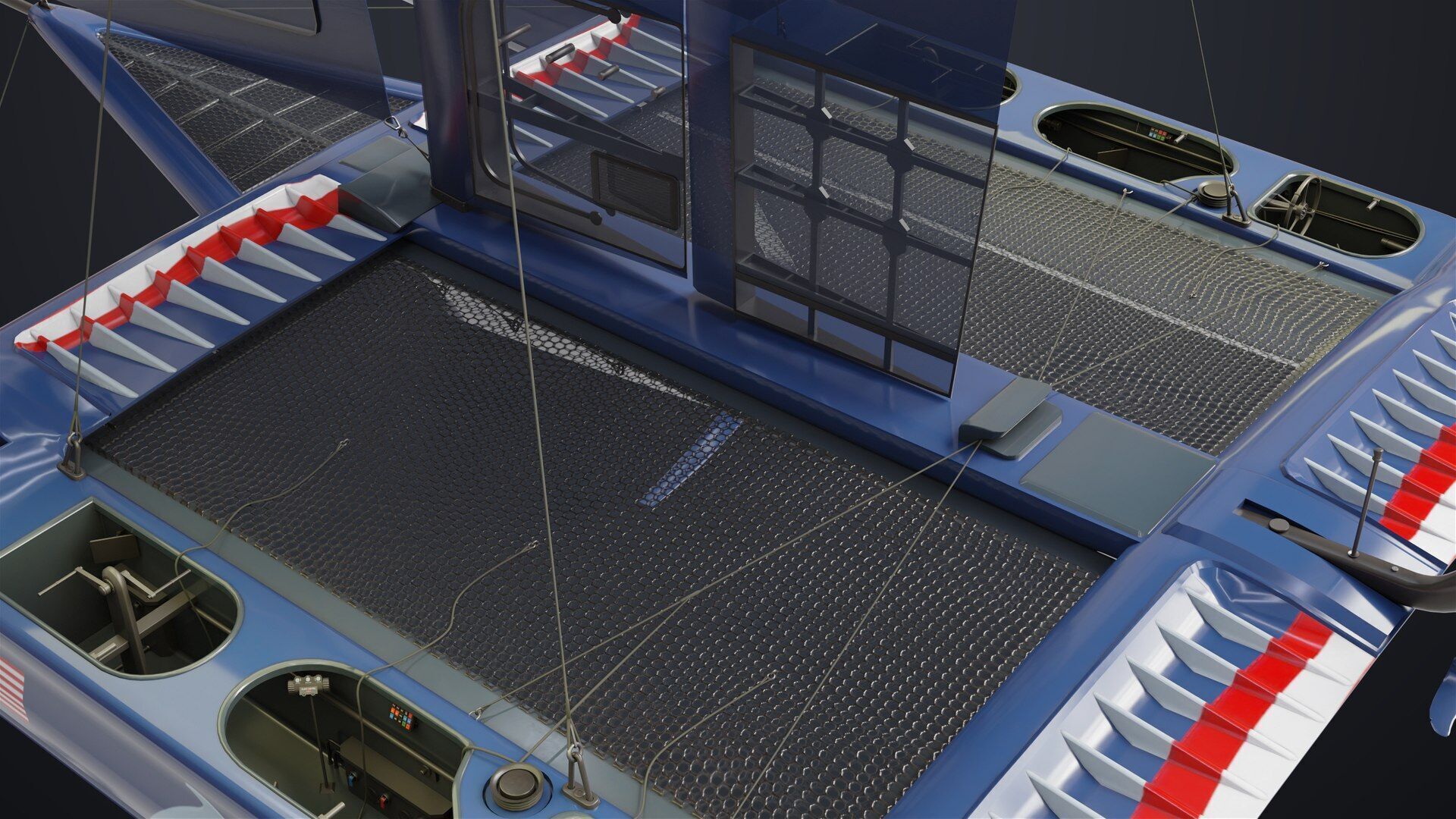 Yacht Sailing Boat 02 Blue All PBR Unity UE Textures Low-poly 3D model_14