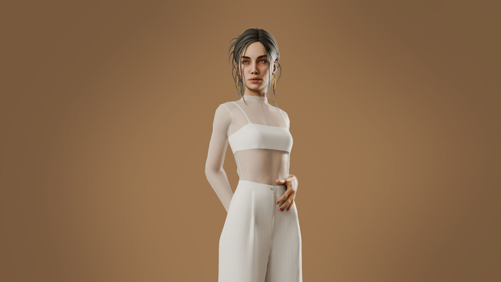 Rigged Woman Character For Blender Low-poly 3D model_7