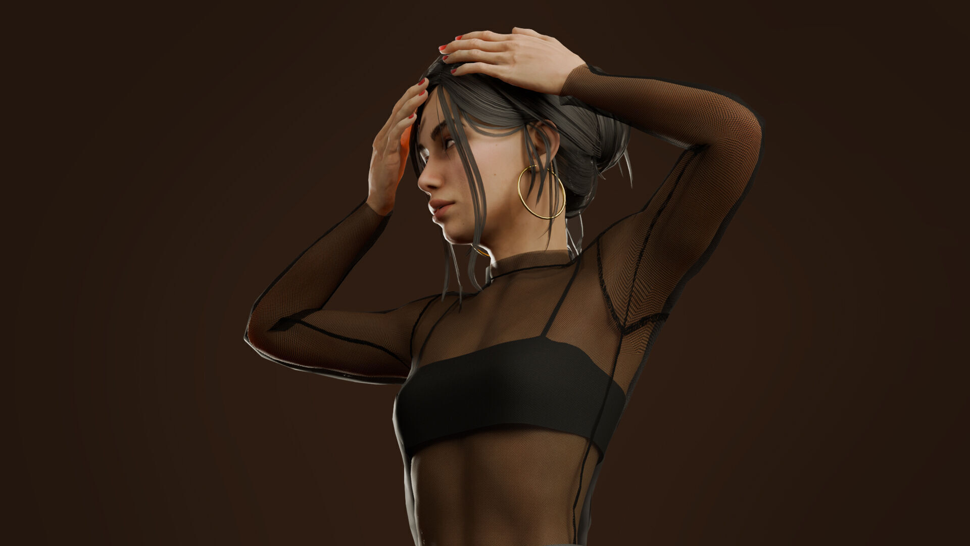 Rigged Woman Character For Blender Low-poly 3D model_14