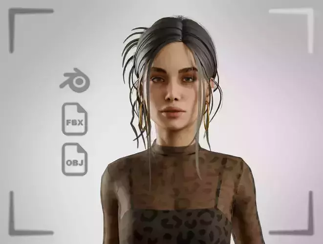 Rigged Woman Character For Blender Low-poly 3D model Rigged Woman Character For Blender Low-poly 3D model