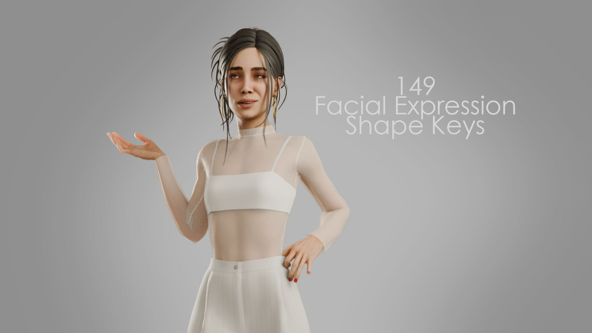 Rigged Woman Character For Blender Low-poly 3D model_12