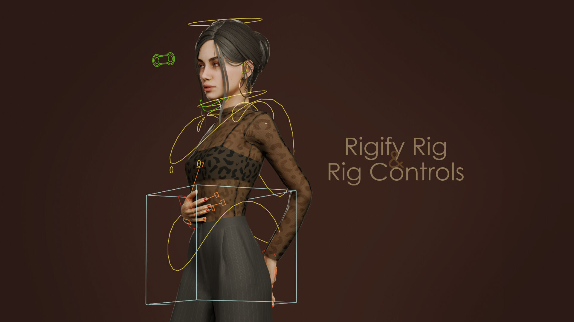 Rigged Woman Character For Blender Low-poly 3D model_9