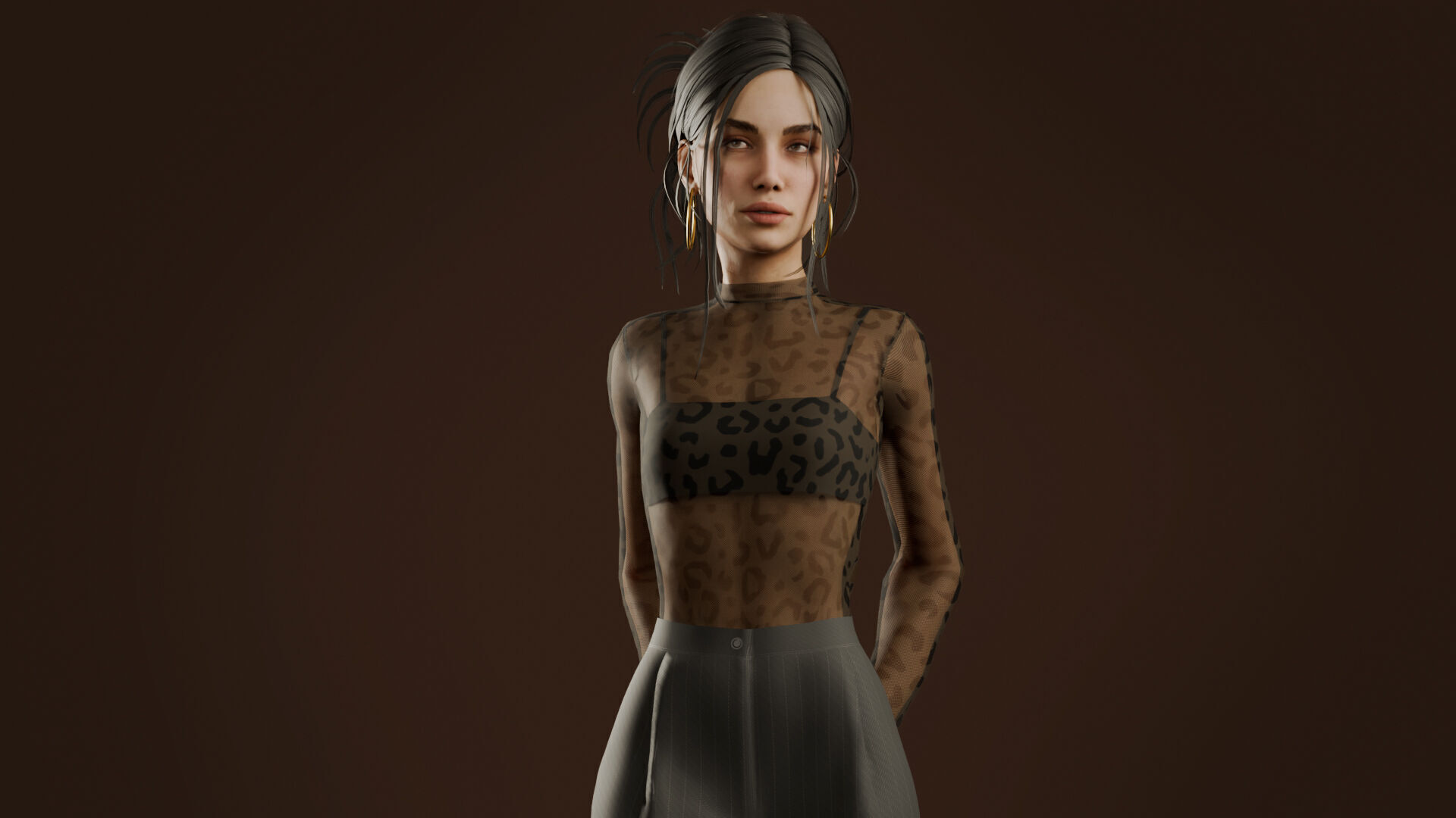 Rigged Woman Character For Blender Low-poly 3D model_5