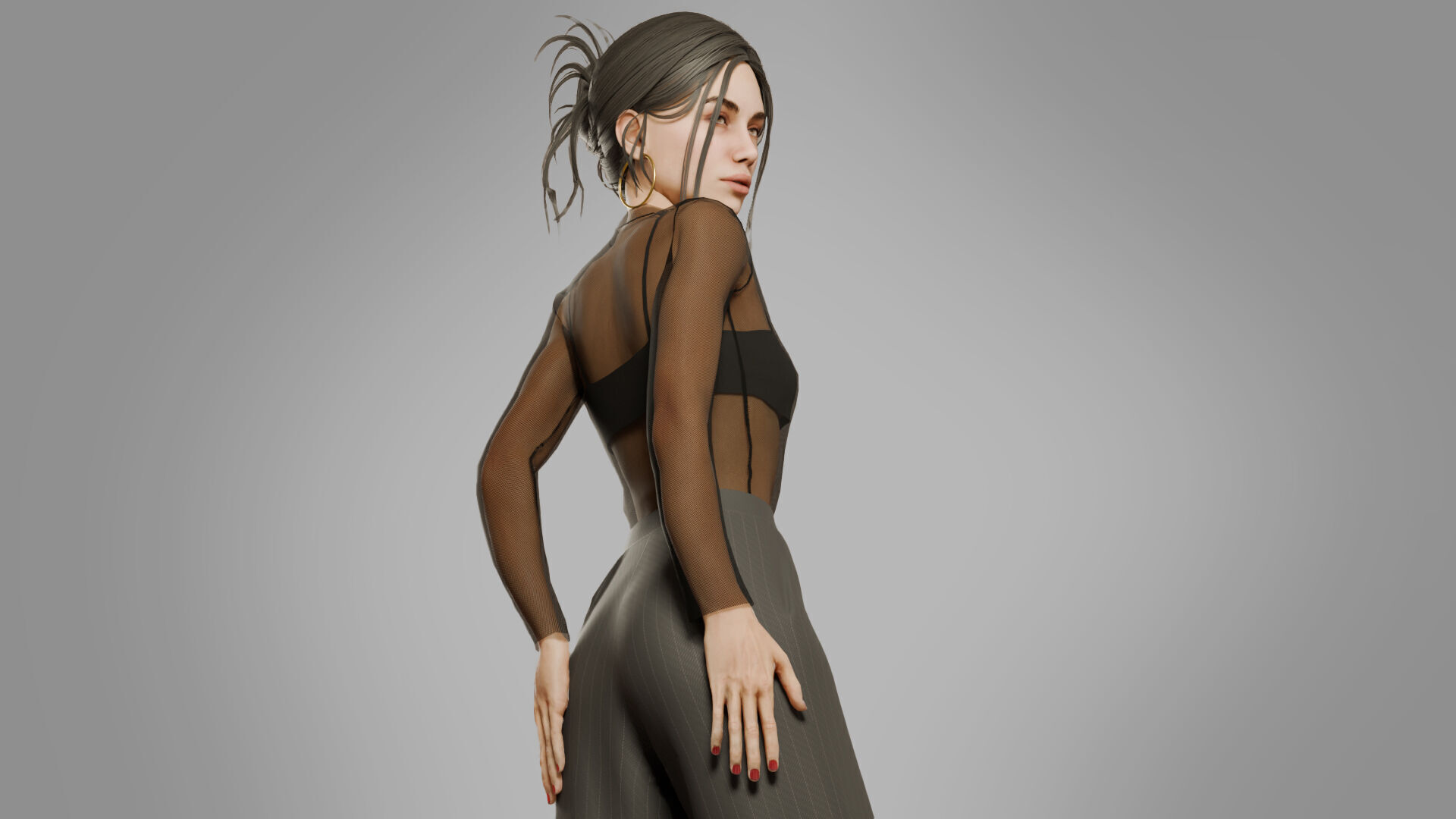 Rigged Woman Character For Blender Low-poly 3D model_16