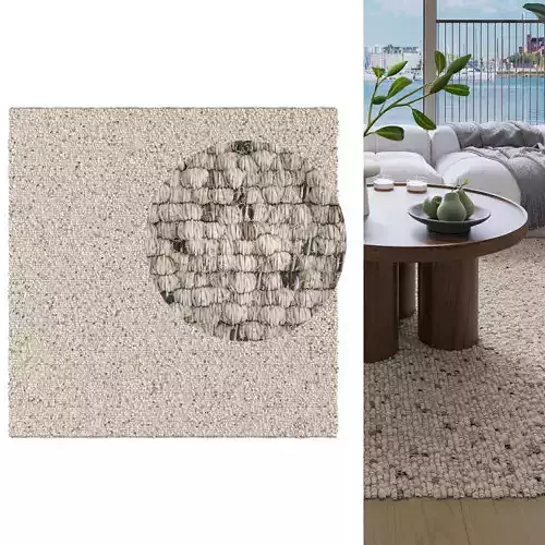 Benuta Wool Rug Patch Whiteblack Chaos Scatter