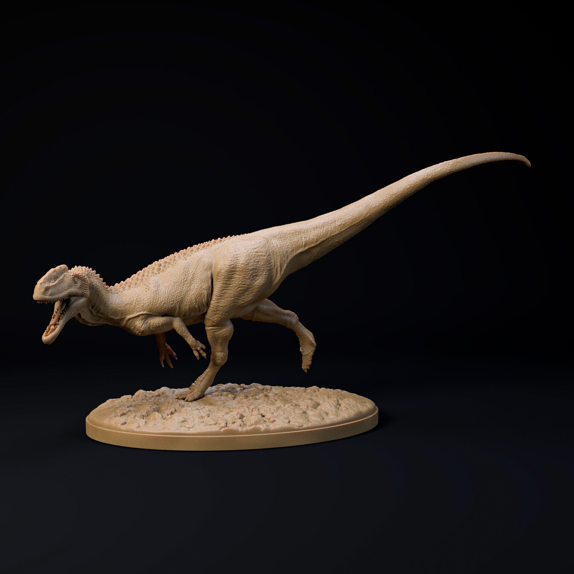 Monolophosaurus running 1-35 scale pre-supported dinosaur 3D print model_1