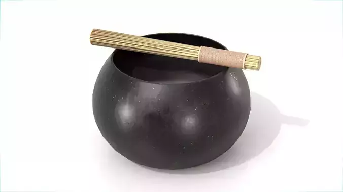 Thai Holy Water Bowl - Monk Bat Low-poly 3D model