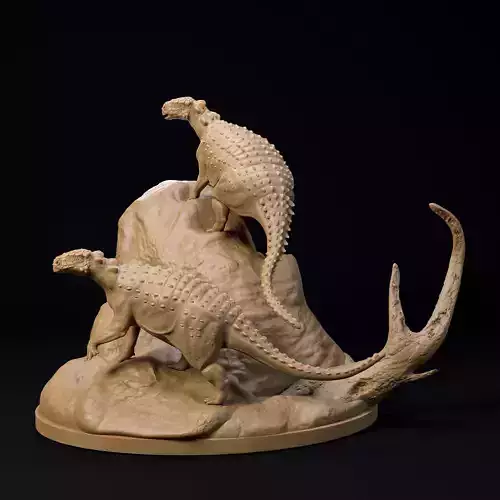 Minmi pair 1-35 scale pre-supported armored dinosaur