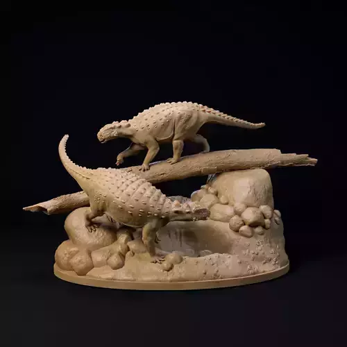 Minmi pond 1-35 scale pre-supported armored dinosaur