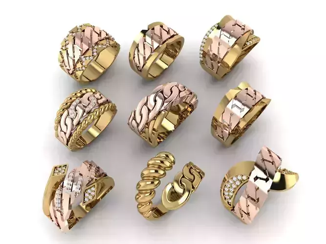 9 pieces of 2 piece chain rings Collection