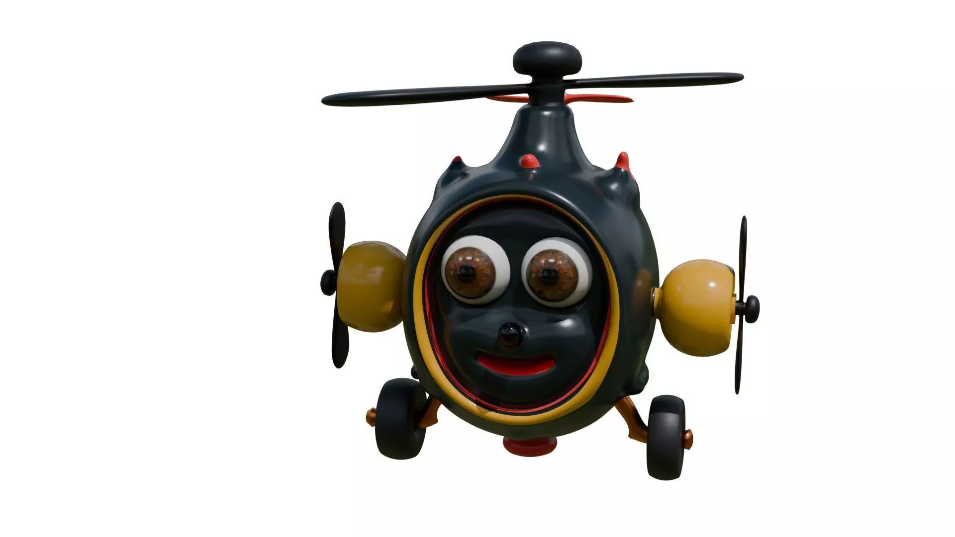 Cute Cartoon Helicopter Character Fully Rigged Low-poly 3D model