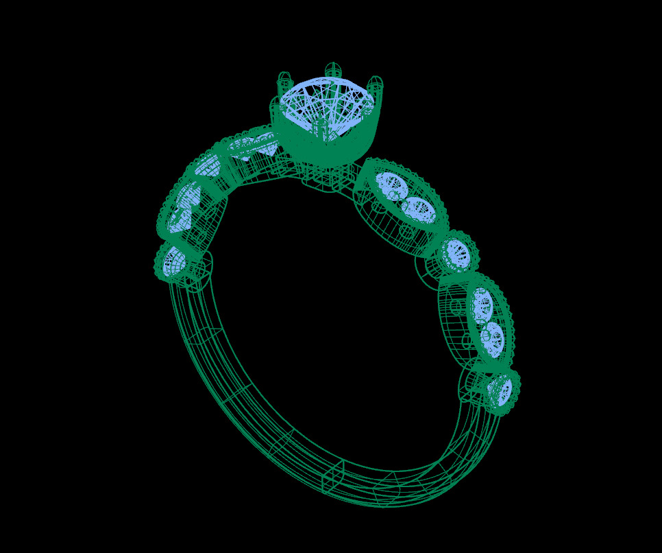Diamond Ring with Leaf Design 3D print model_15