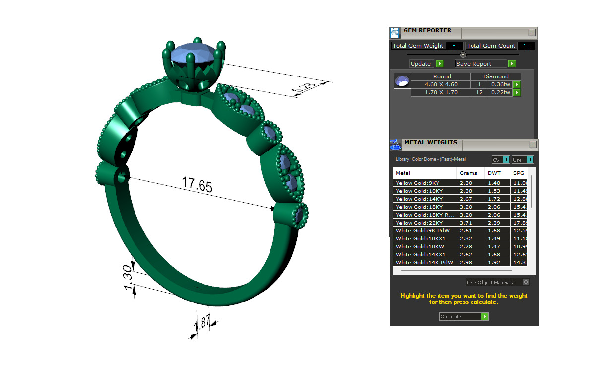 Diamond Ring with Leaf Design 3D print model_1