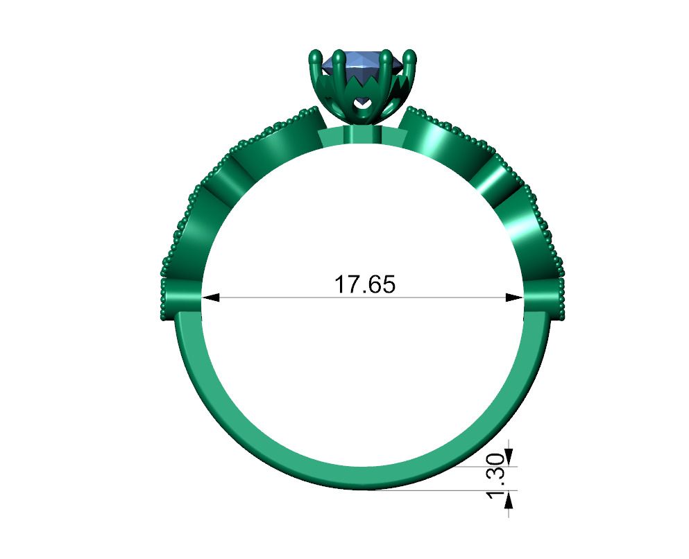 Diamond Ring with Leaf Design 3D print model_16