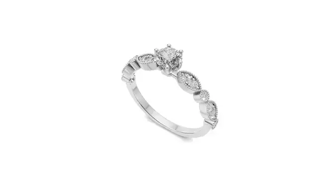 Diamond Ring with Leaf Design 3D print model