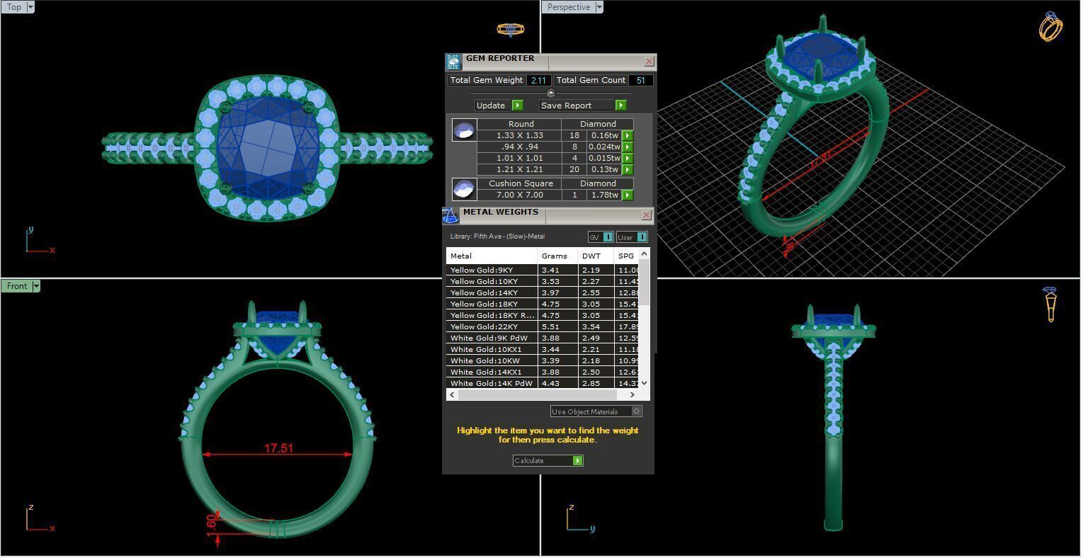 ASSCHER DIAMOND RING -CAD-127 3D model_13