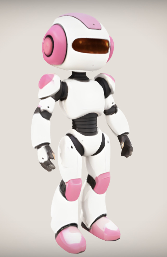 Cartoon Female Robot Character - Stylized 3D Model in T-Pose Low-poly 3D model_2