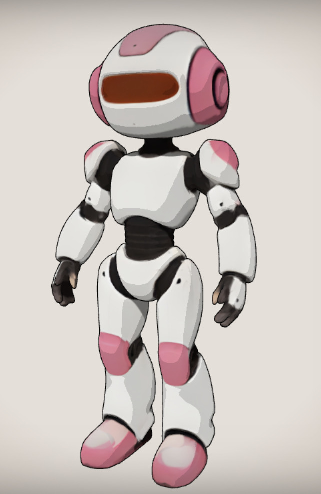 Cartoon Female Robot Character - Stylized 3D Model in T-Pose Low-poly 3D model_7