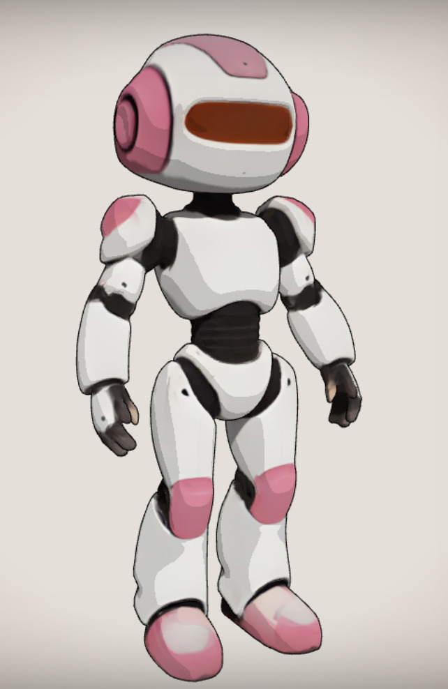 Cartoon Female Robot Character - Stylized 3D Model in T-Pose Low-poly 3D model_8