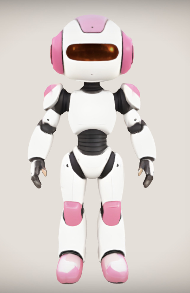 Cartoon Female Robot Character - Stylized 3D Model in T-Pose Low-poly 3D model_1