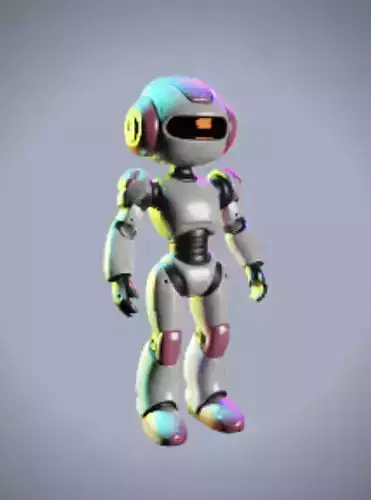 Cartoon Female Robot Character - Stylized 3D Model in T-Pose