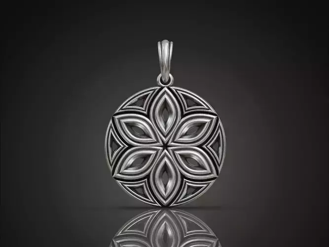 Geometric Flower Round Pendant for Women 3D print model