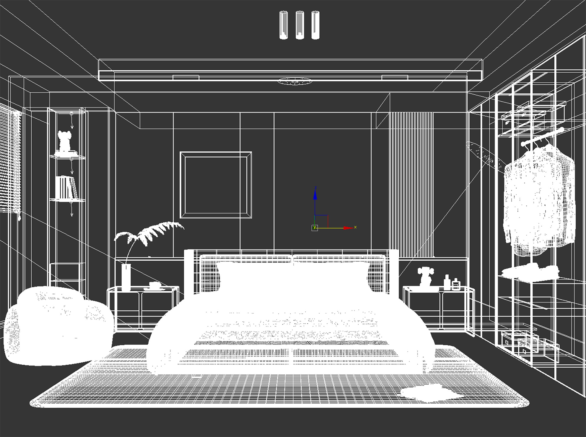 Soft Minimalist Cream Bedroom Interior 9 3D model_9