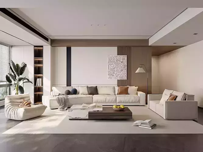 Modern Minimalist Living Room Interior 8 3D model