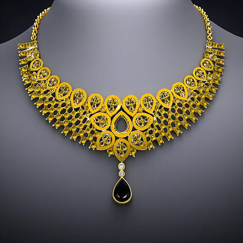 Luxury Gold Choker Necklace 3D print model
