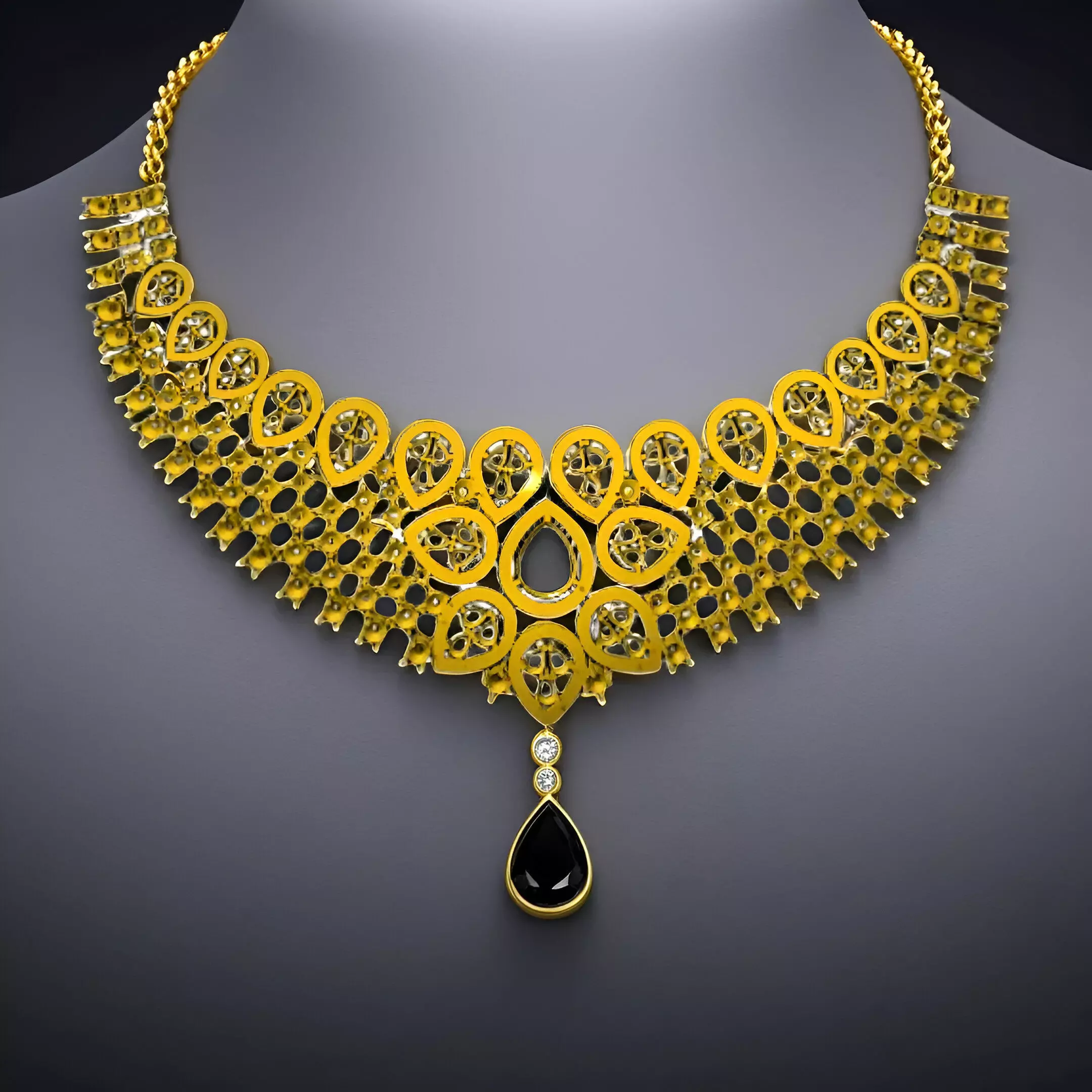 Luxury Gold Choker Necklace 3D print model