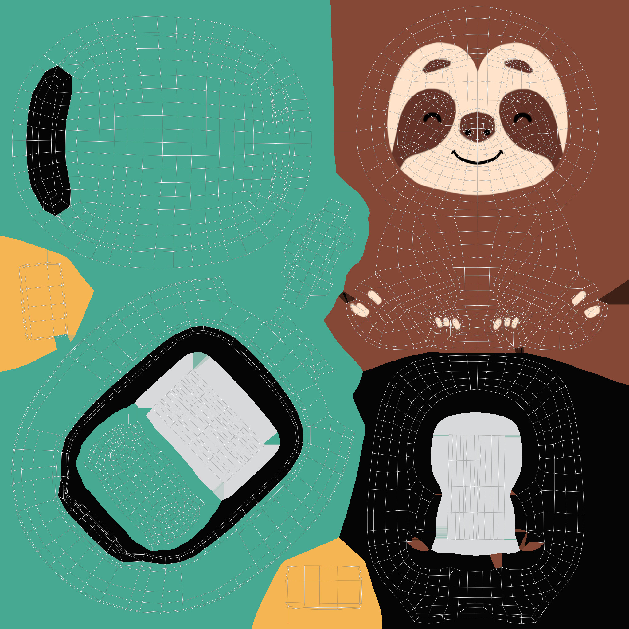 Low Poly - Suitcase Sloth Low-poly 3D model_12