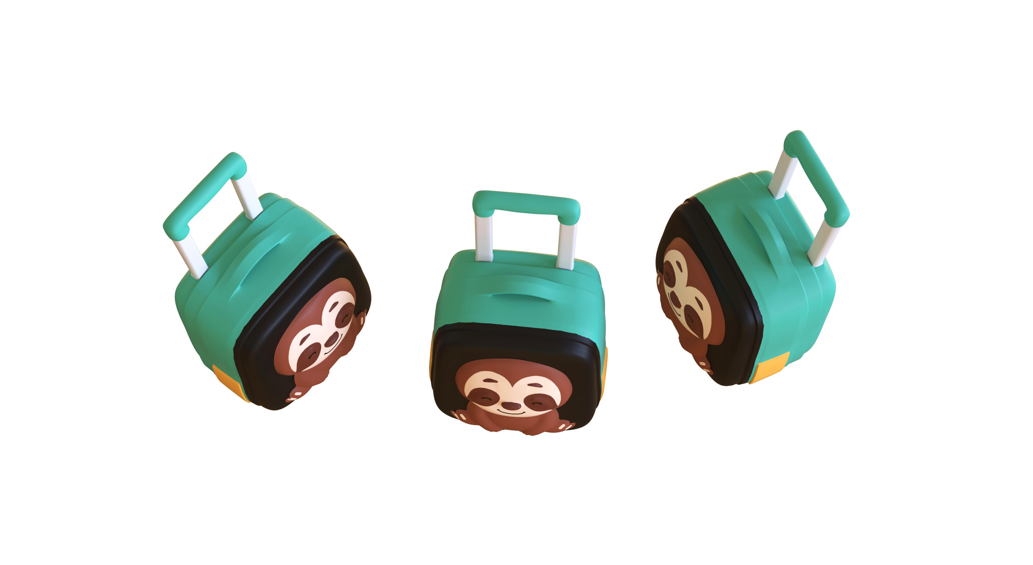 Low Poly - Suitcase Sloth Low-poly 3D model_3