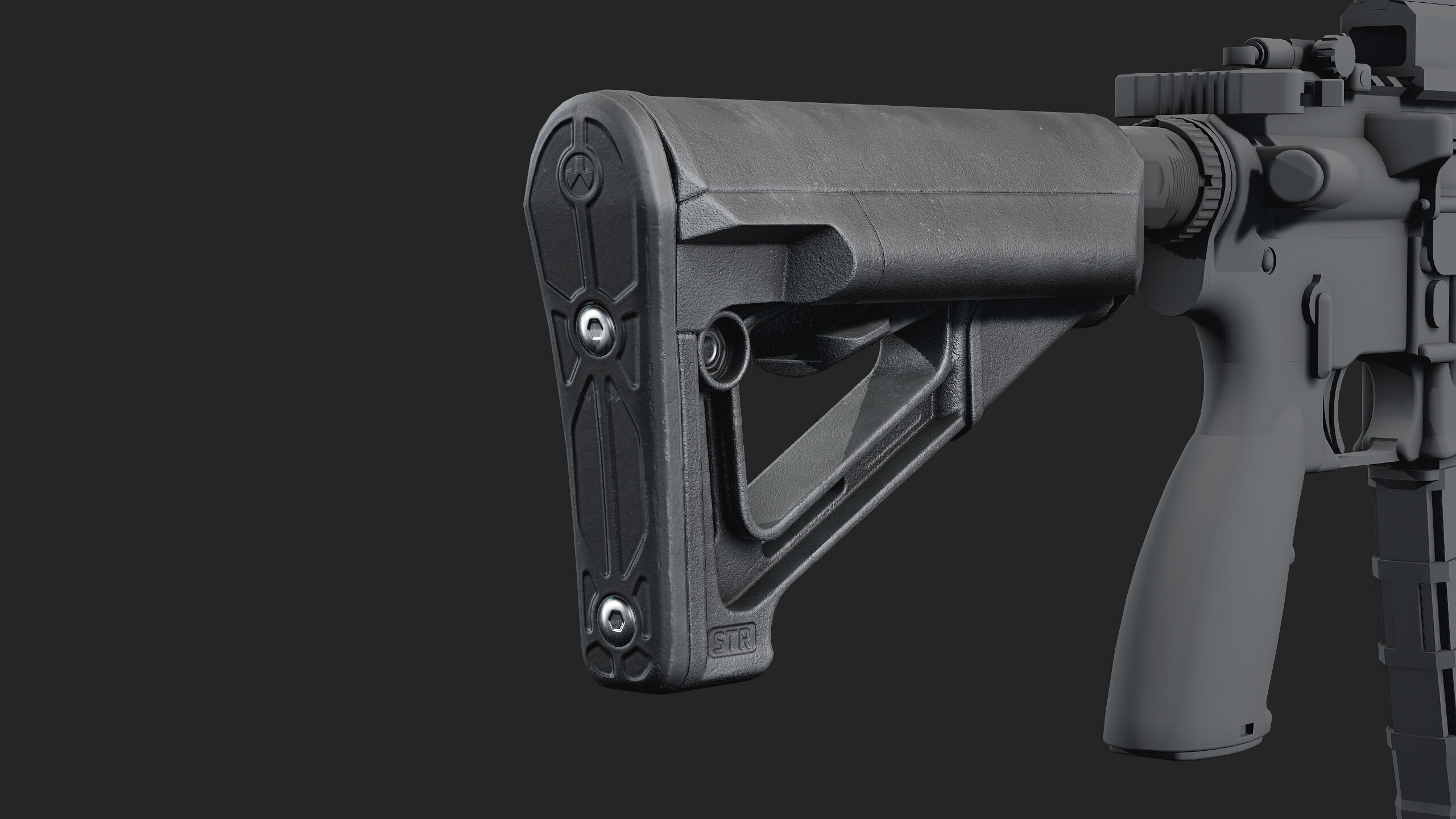 Magpul STR milspec stock Low-poly 3D model_2