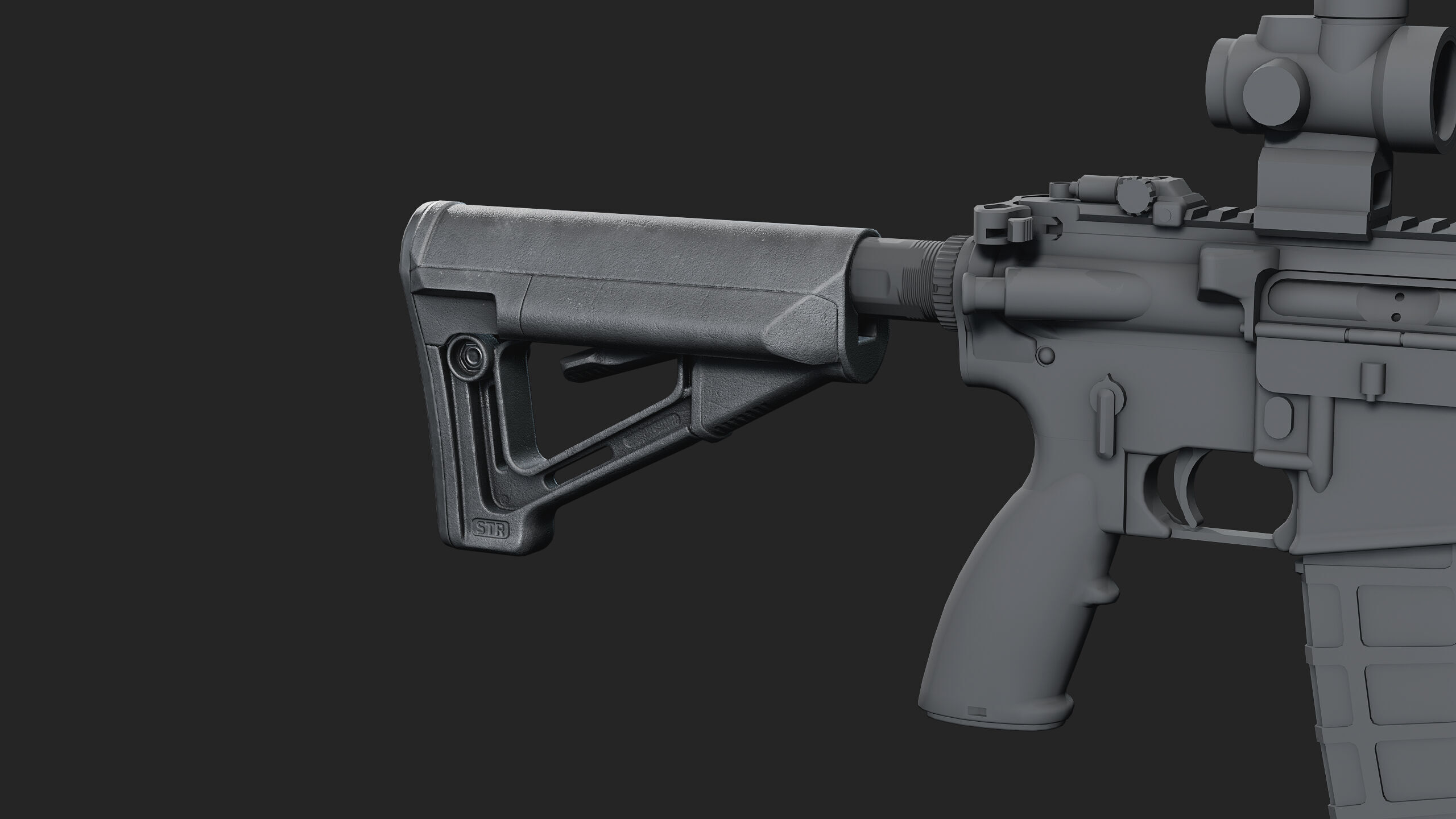 Magpul STR milspec stock Low-poly 3D model_5