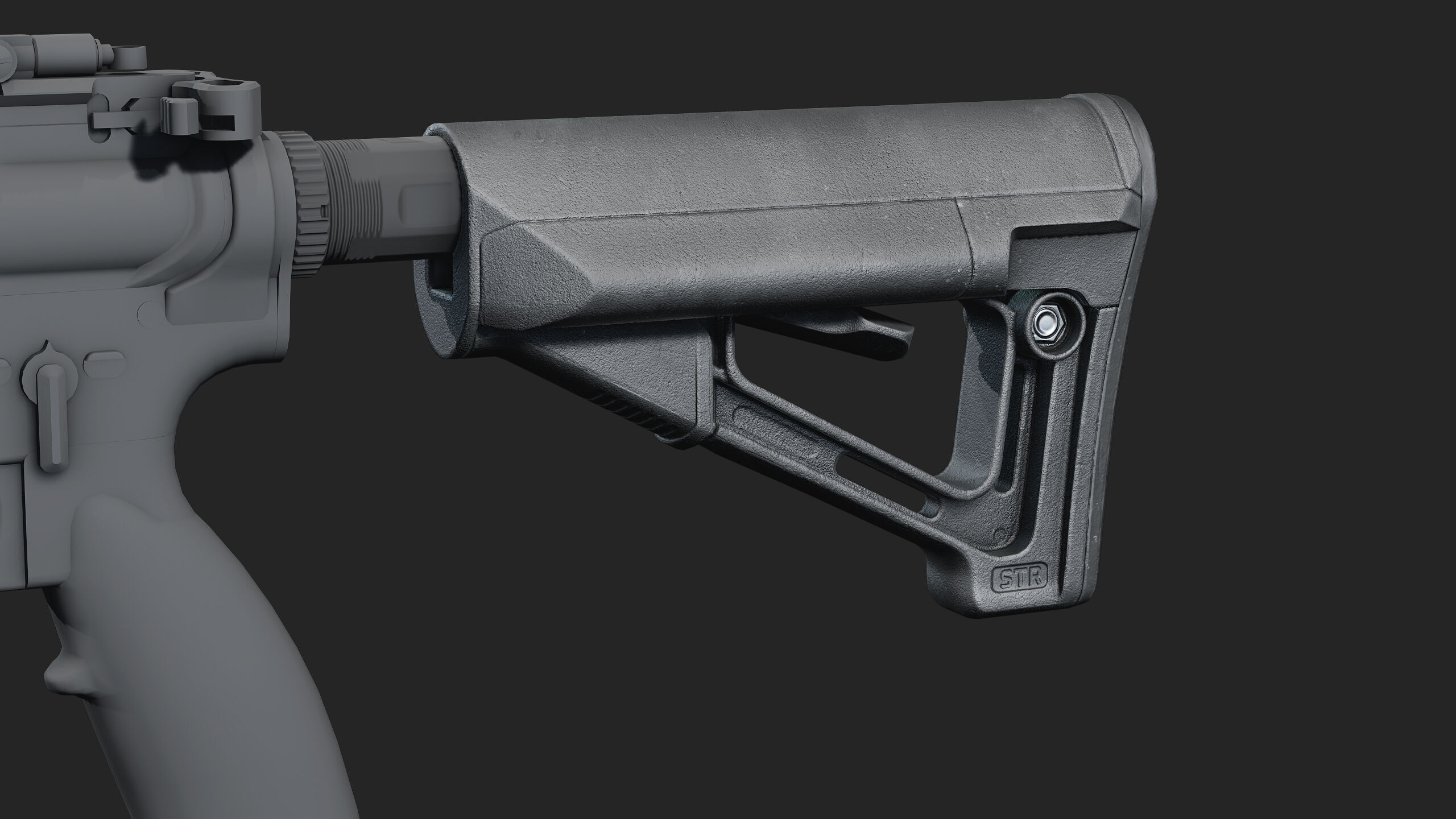 Magpul STR milspec stock Low-poly 3D model_3