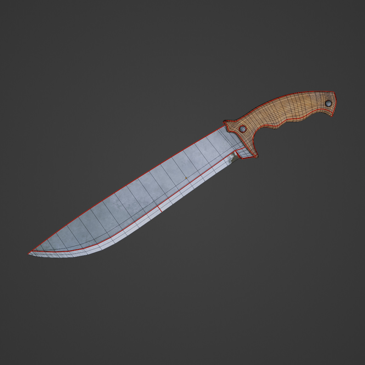 Machete Knife 04 Low-poly 3D model_7