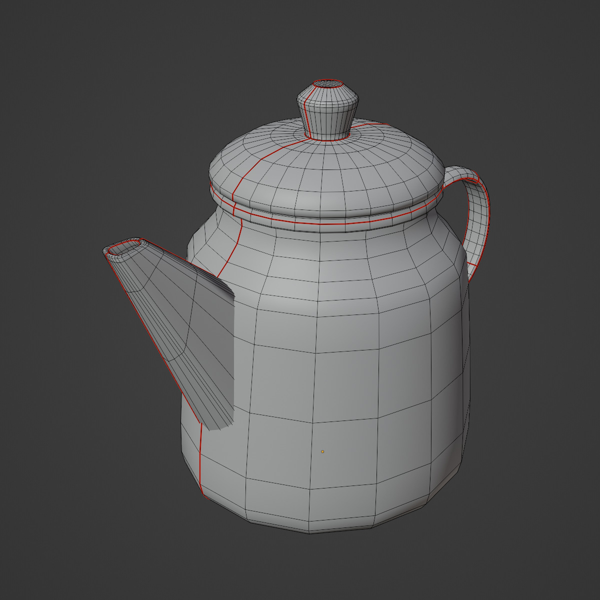 Old Enamel Teapot 03 Low-poly 3D model_8