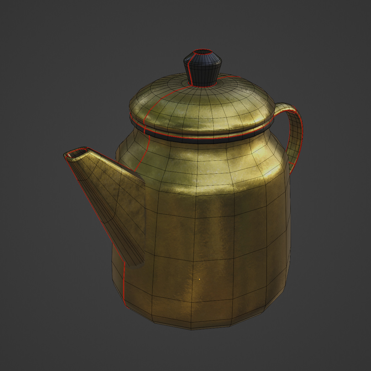 Old Enamel Teapot 03 Low-poly 3D model_7
