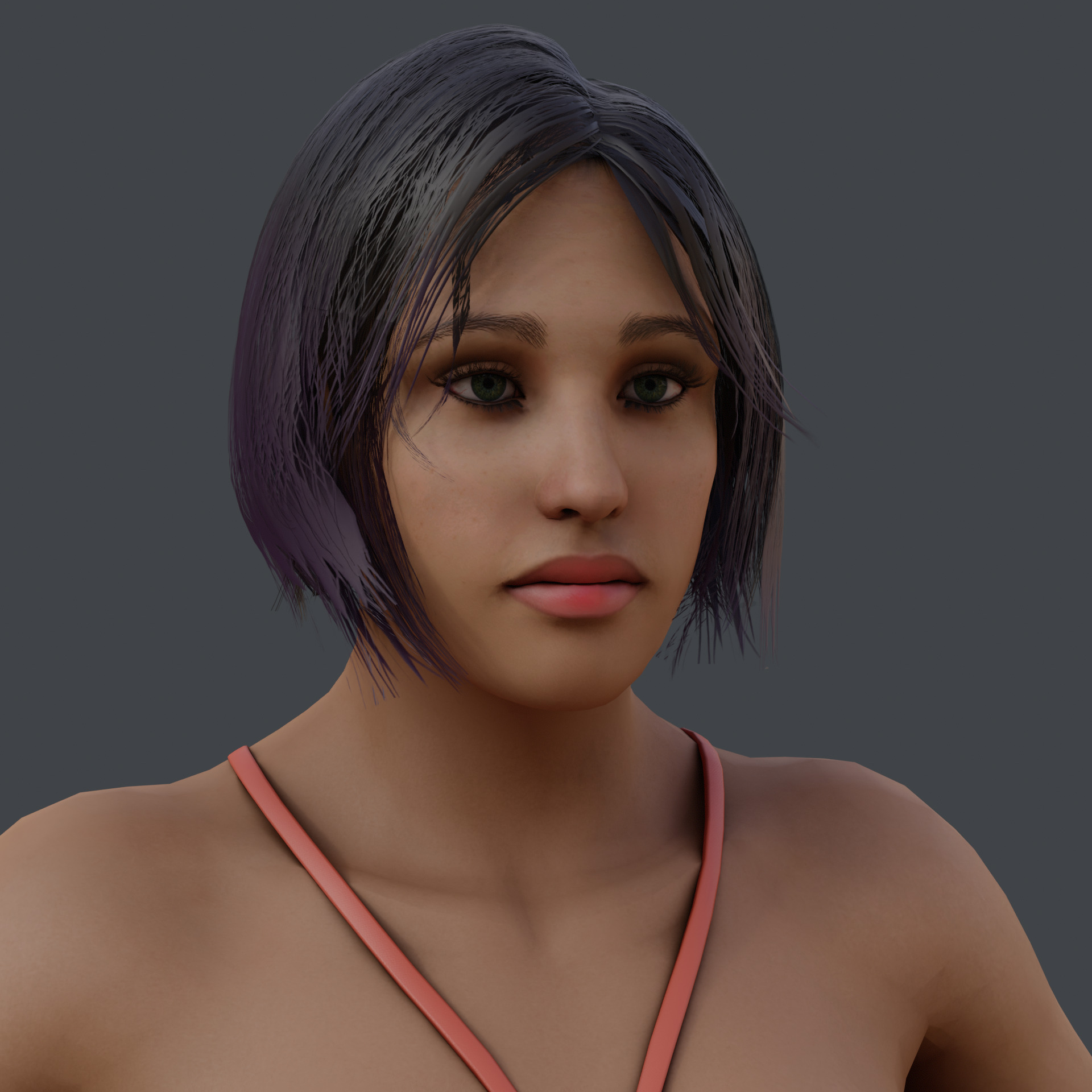 strong Lady Low-poly 3D model_6