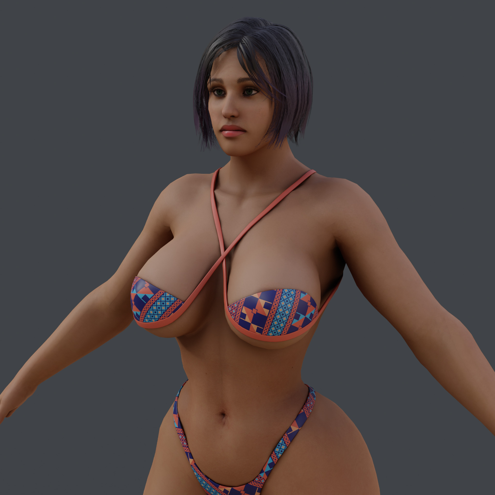 strong Lady Low-poly 3D model_8