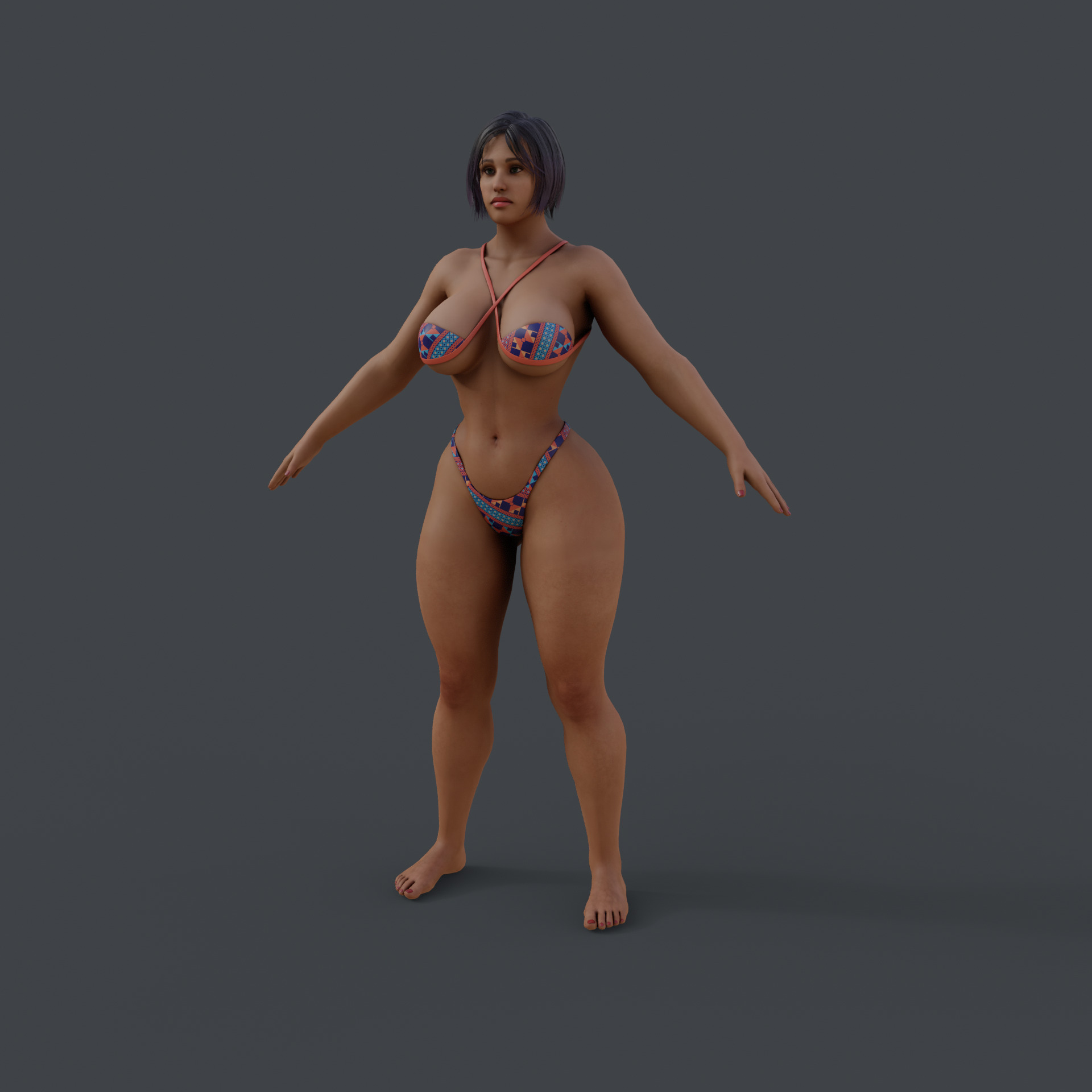 strong Lady Low-poly 3D model_10