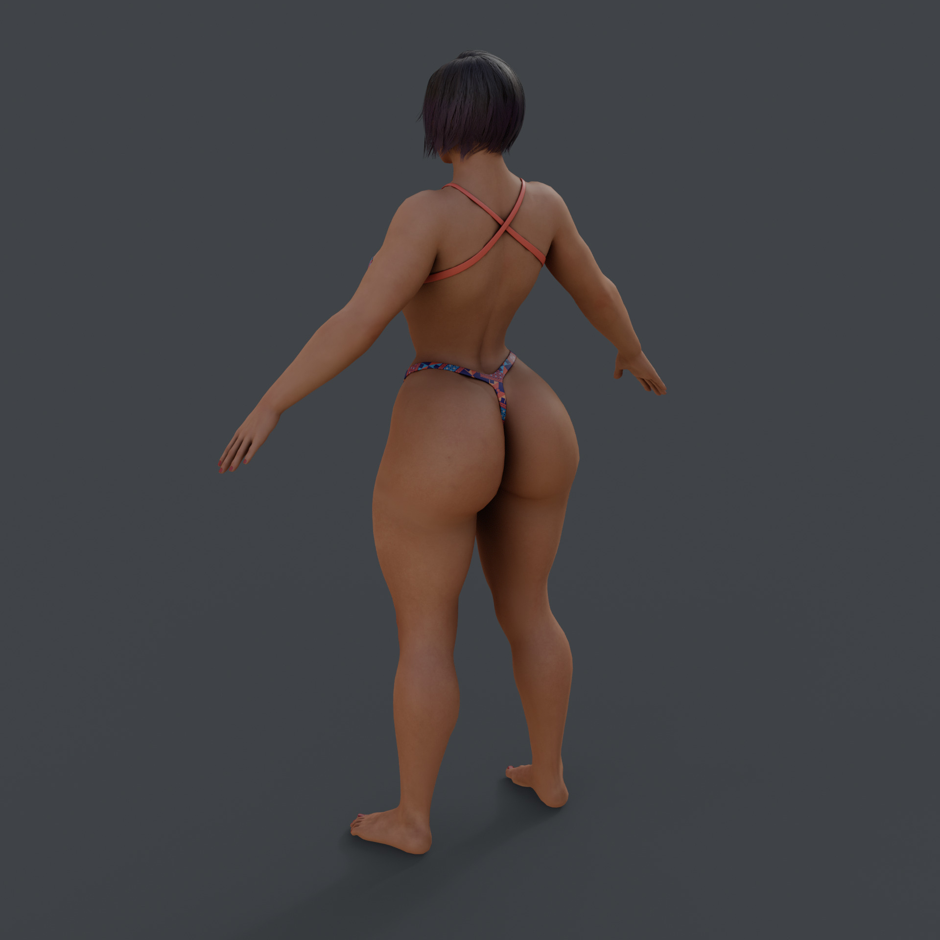 strong Lady Low-poly 3D model_3