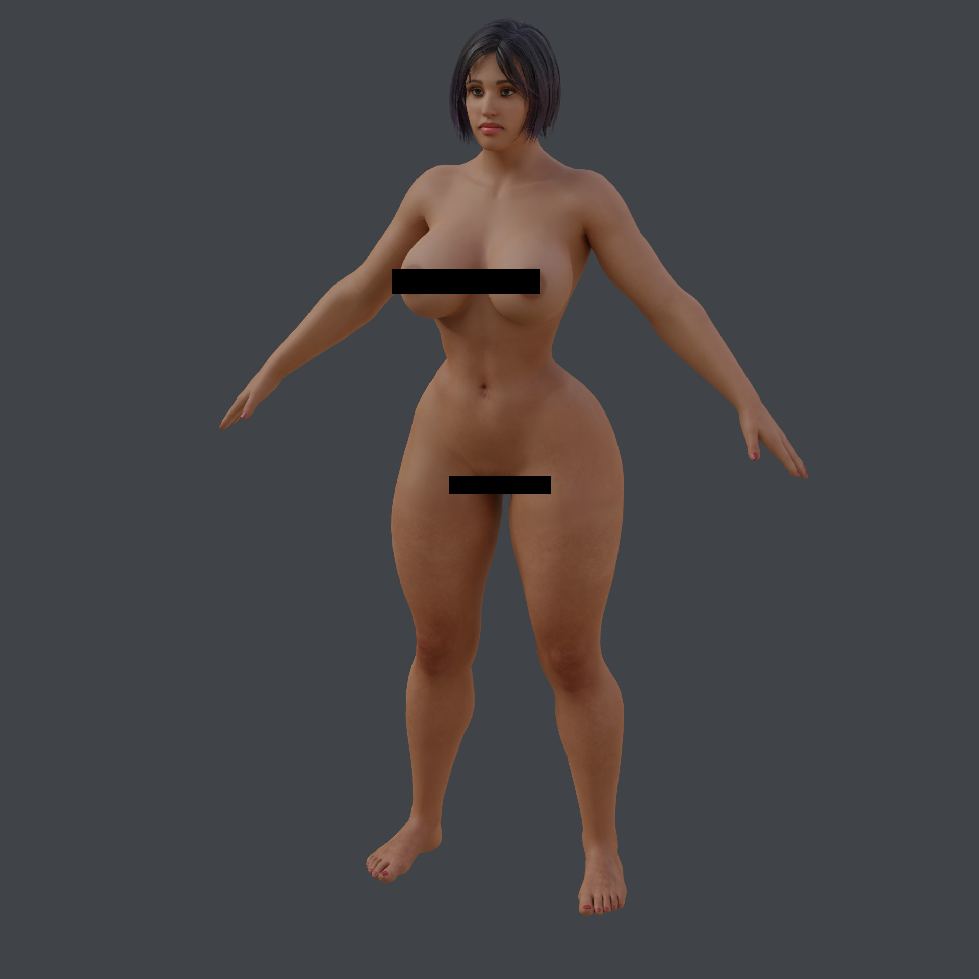 strong Lady Low-poly 3D model_4
